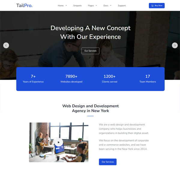 Tailwind template web design agency
