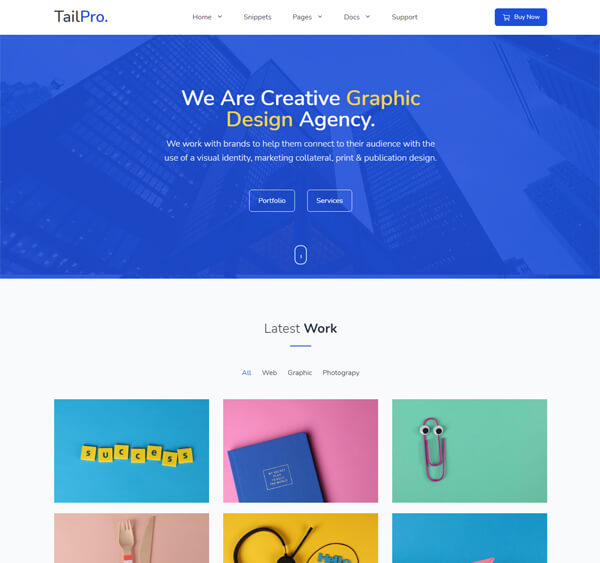 Tailwind template graphic agency